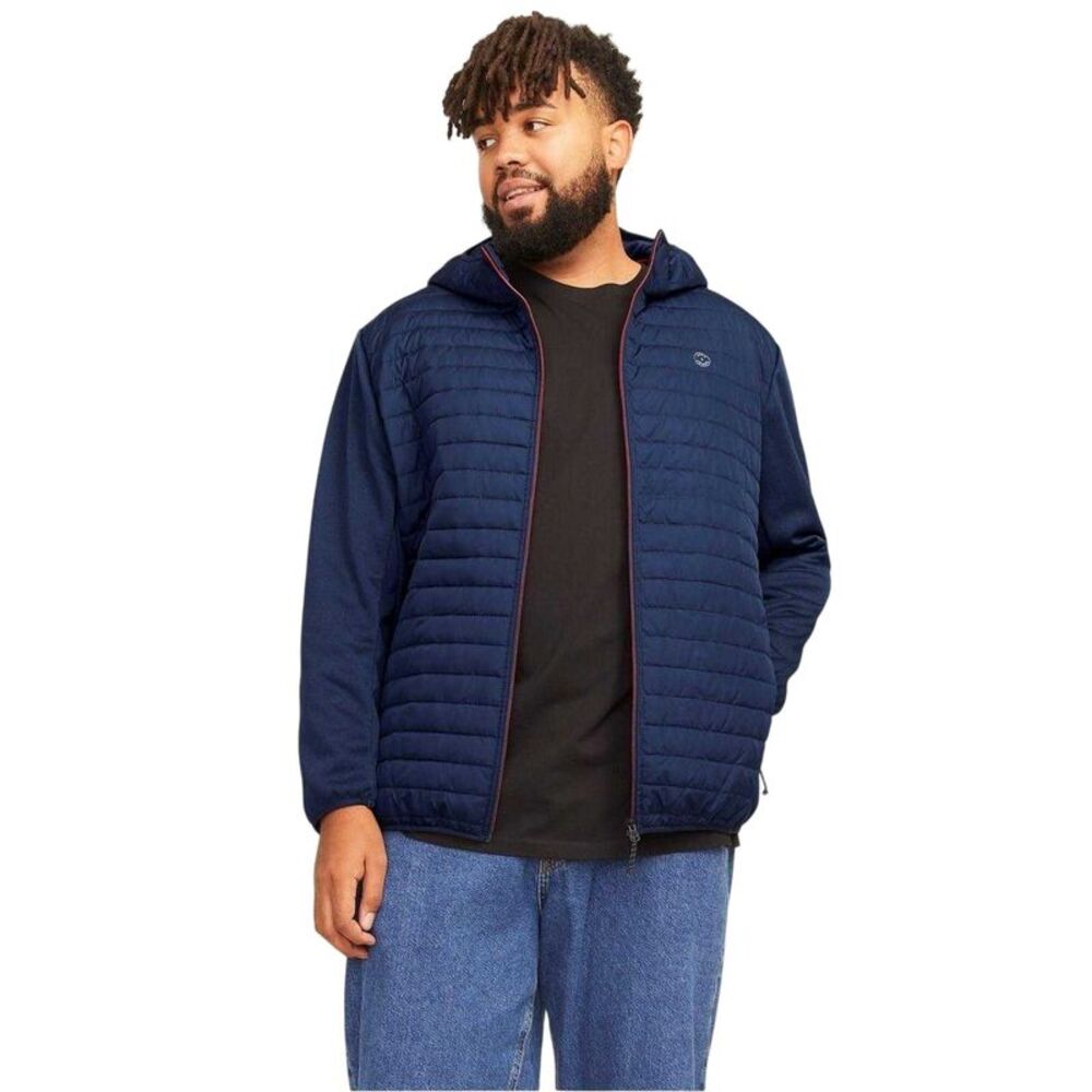 Jack And Jones Mens Quilted Ribbed Cuff Plus Puffer Jacket / Navy Blazer